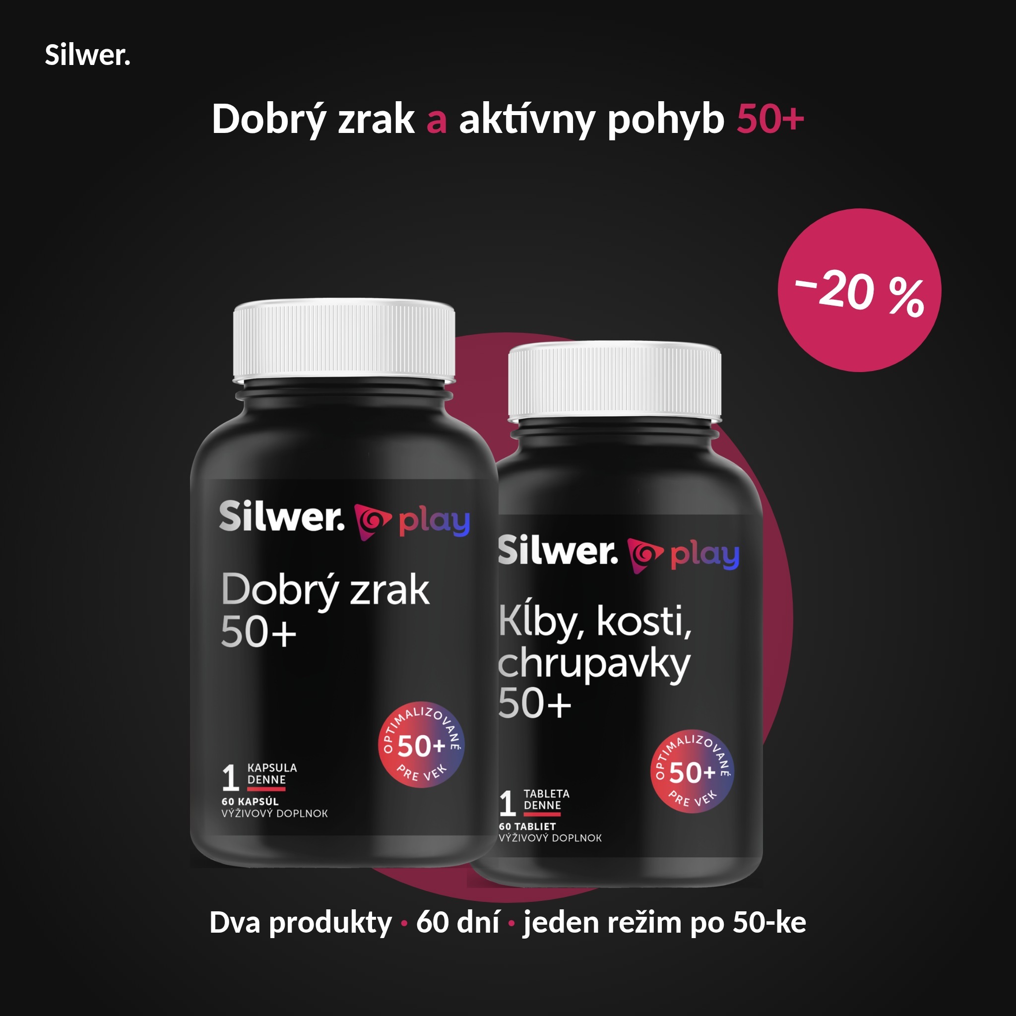 Silwer JOJ play balíček — Dobrý zrak 50+ a Kĺby, kosti, chrupavky 50+ so zľavou 20 %